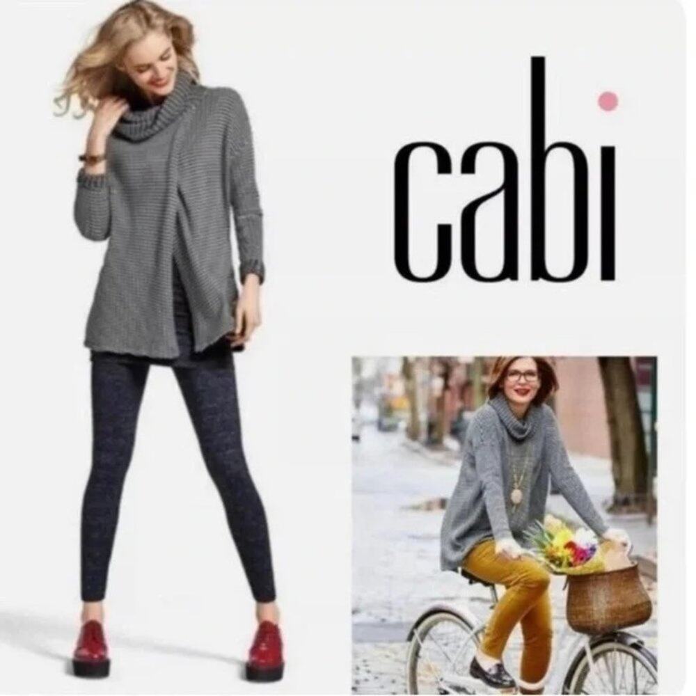 CAbi Fergie Split Stripe Turtleneck Sweater - Medium